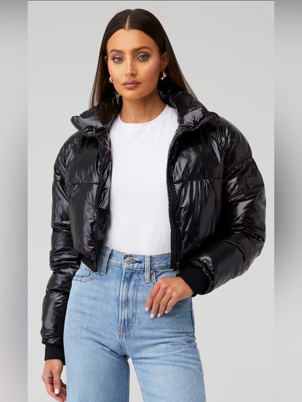 BLANK NYC Women's Cold Lover Crop Puffer Jacket in Black Size Small